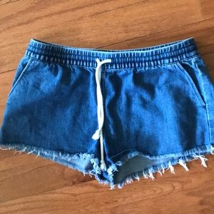 Drawstring Denim Shorts